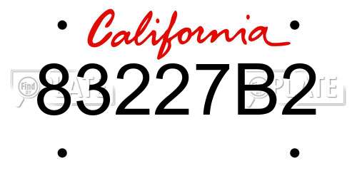83227B2 California License Plate