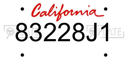 83228J1 California License Plate