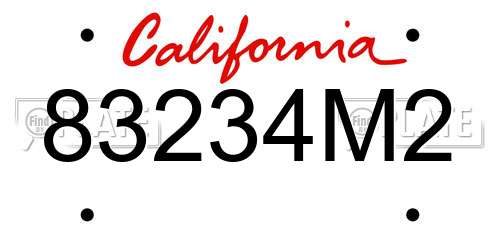 83234M2 California License Plate