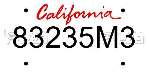 83235M3 California License Plate