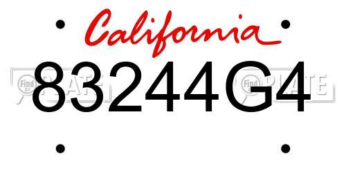 83244G4 California License Plate