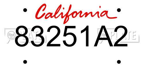 83251A2 California License Plate