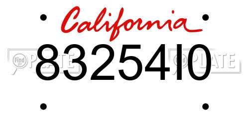 83254I0 California License Plate