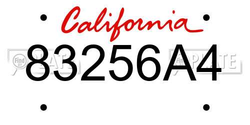 83256A4 California License Plate