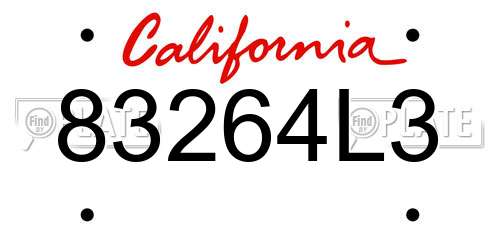 83264L3 California License Plate