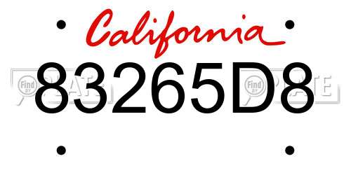 83265D8 California License Plate