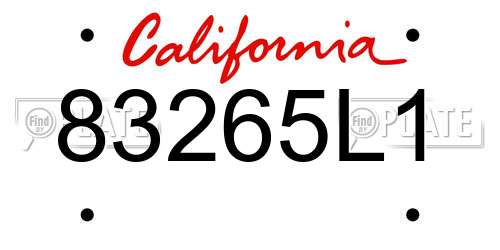 83265L1 California License Plate