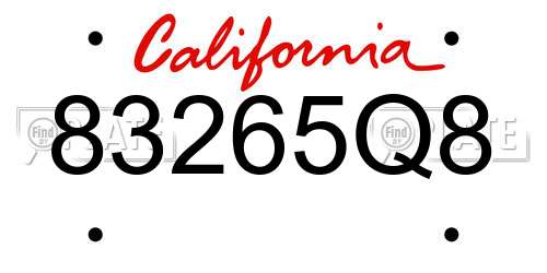 83265Q8 California License Plate