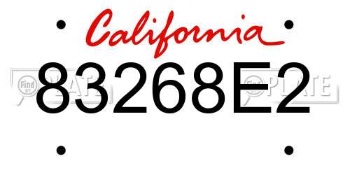 83268E2 California License Plate