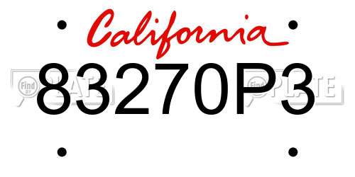 83270P3 California License Plate