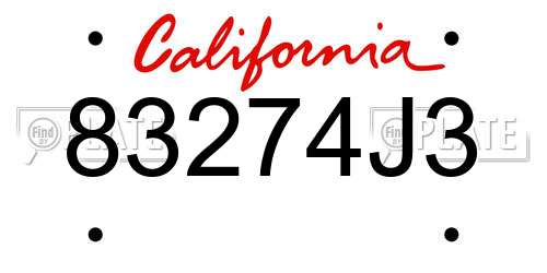 83274J3 California License Plate