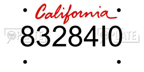 83284I0 California License Plate