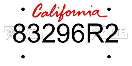 83296R2 California License Plate