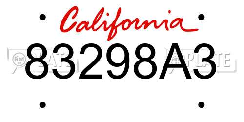 83298A3 California License Plate