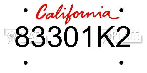 83301K2 California License Plate