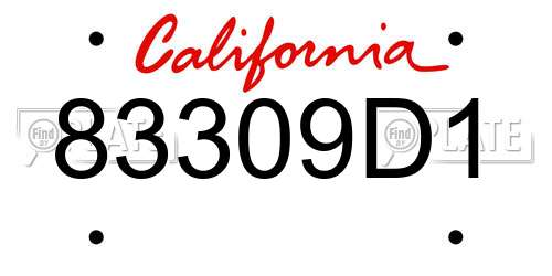 83309D1 California License Plate