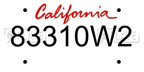 83310W2 California License Plate