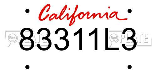 83311L3 California License Plate