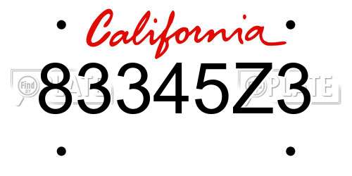 83345Z3 California License Plate