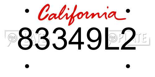 83349L2 California License Plate
