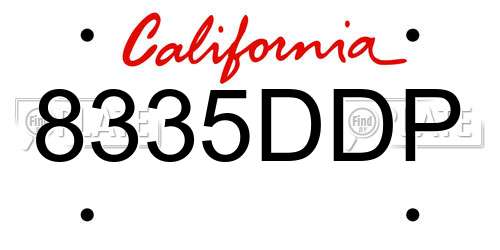 8335DDP California License Plate