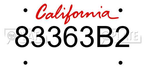 83363B2 California License Plate