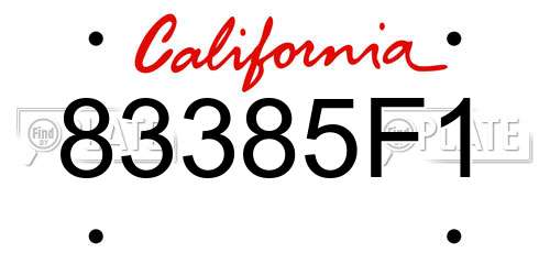 83385F1 California License Plate