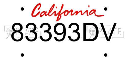 83393DV California License Plate
