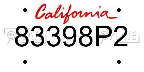 83398P2 California License Plate