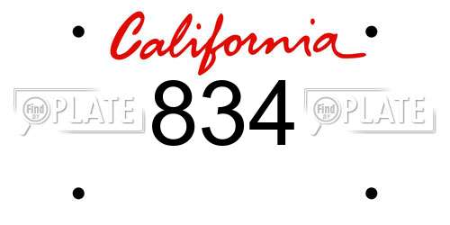 834 California License Plate