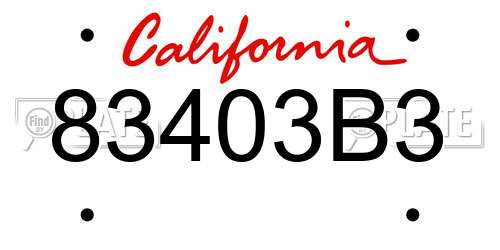 83403B3 California License Plate