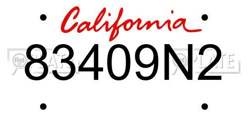 83409N2 California License Plate