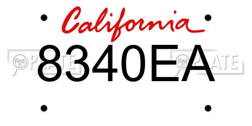 8340EA California License Plate