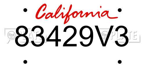 83429V3 California License Plate