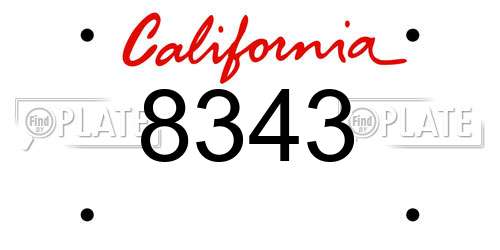8343 California License Plate