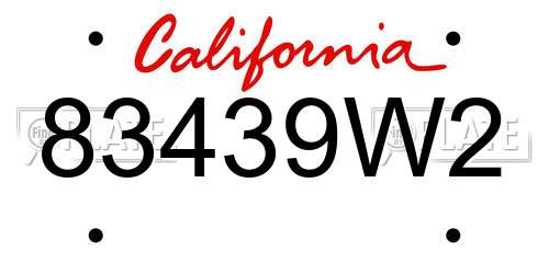 83439W2 California License Plate