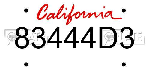 83444D3 California License Plate
