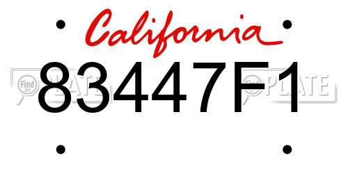 83447F1 California License Plate