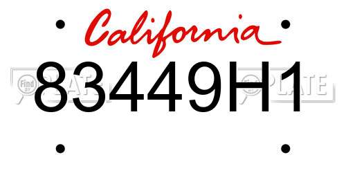 83449H1 California License Plate