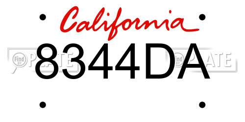 8344DA California License Plate