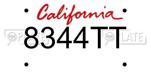8344TT California License Plate