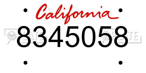 8345058 California License Plate