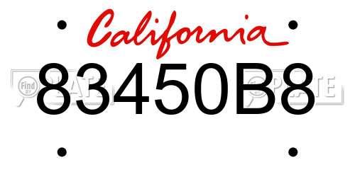 83450B8 California License Plate