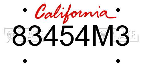 83454M3 California License Plate