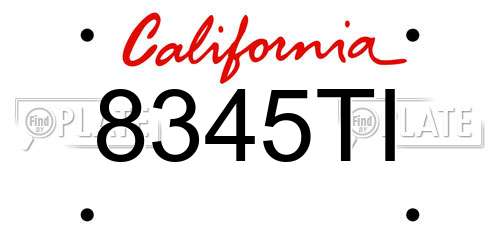 8345TI California License Plate
