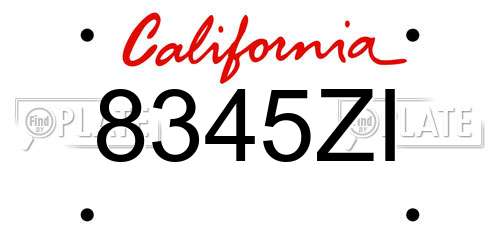 8345ZI California License Plate