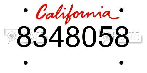 8348058 California License Plate
