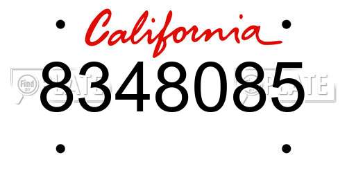 8348085 California License Plate