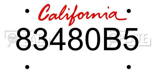 83480B5 California License Plate