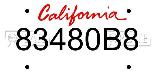 83480B8 California License Plate